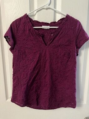 Embroidered Floral Eyelet Blouse